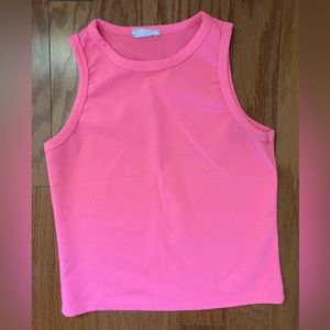 Neon pink crop tank top